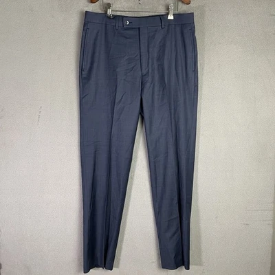 Calvin Klein Dress Pants Mens Size 34x32 Blue Flat Front 100% Wool Office - Image 1 of 4