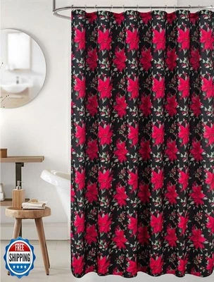 Cortina de chuveiro de Natal Serafina Home Holiday para banheiro: tecido elegante H - Imagem 1 de 4