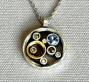 NEW Patricia Locke Silver / Cascade Crystal Ferris Wheel Necklace US SIGNED 2017 - Picture 1 of 4