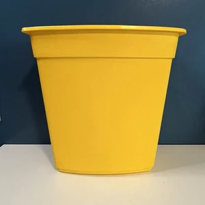 Vintage MCM Bright Yellow Textured Wastebasket Trash Can Slim Narrow Clean - Picture 1 of 11