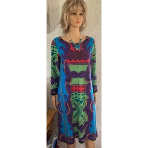 Women's Vibrant Brightly Colored Geometric Dress Size MEDIUM NEW NO TAG - Picture 1 of 5