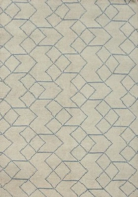 Ivory Modern Style Trellis Wool Living Room Rug 5x6 ft Hand-knotted  - Image 1 of 4