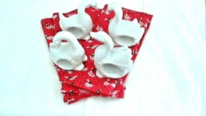 Goose Napkin Rings Diff Poses Set 4 Ceramic PLUS Cotton Blend Napkins ALL NEW - Picture 1 of 4