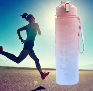Sports Motivational Water Bottle Pink/Blue Time Marker 32oz BPA FREE SHIPPING!!! - Picture 1 of 5