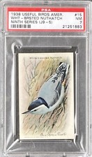 1938 Church & Dwight J9-5 Useful Birds Of America (9th) NUTHATCH #15 PSA 7 NM
