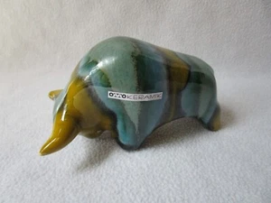 OTTO Cerámica Diseño Tauro Objeto de Arte Miniatura Verde-Amarillo-Negro Esmalte - Imagen 1 de 7