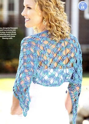 LACY Paradise Bay Shrug/Crochet Pattern INSTRUCTIONS ONLY - Image 1 of 2