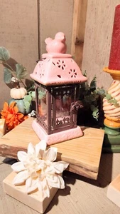 Pink 10" Distressed Ceramic, Glass, & Metal Hanging Terrarium Candle Lantern - Picture 1 of 7