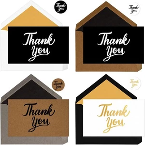 20 tarjetas de agradecimiento con sobres y pegatinas, elegante 4x6 en blanco en el interior, 4 estilos - Imagen 1 de 12