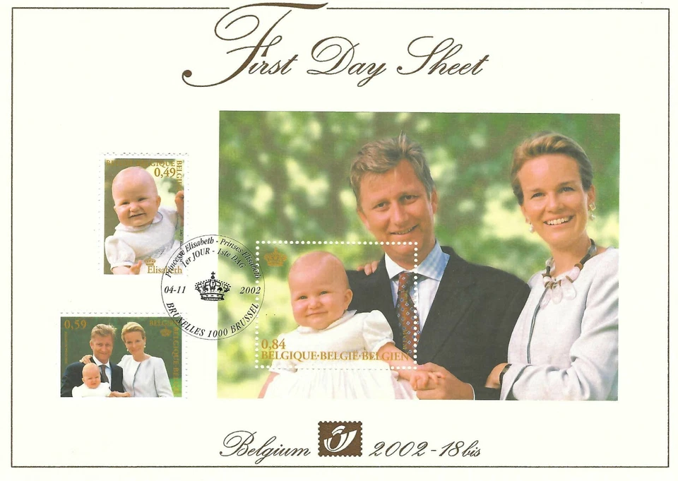 [FDS87] Belgium FDS 2002-18bis Royalty First Day Sheet SUPERB - Image 1 of 1