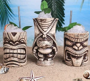 Tiki Mugs Set - Large Ceramic Tiki Mug, Cocktail Mugs for Mai Tai, Punch - Picture 1 of 4