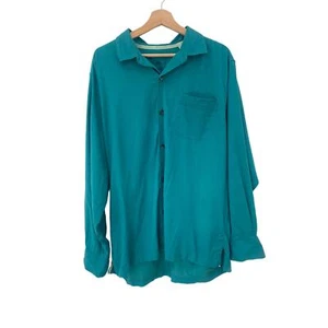 Tommy Bahama Men's XL Teal Long Sleeve Catalina Button Down Silk Cotton Blend - Picture 1 of 6