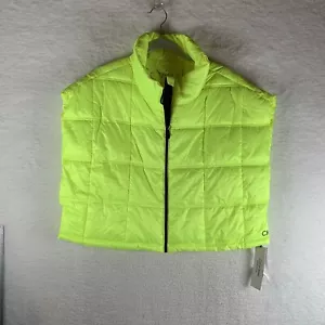 Calvin Klein Puffer Vest Womens 2XL Highlighter Yellow Crop Performance 7582 - Picture 1 of 11