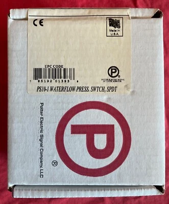 POTTER ELECTRIC SIGNAL POTTER PS10-1 Waterflow Pressure Switch, SPDT, Brand New 1340103
