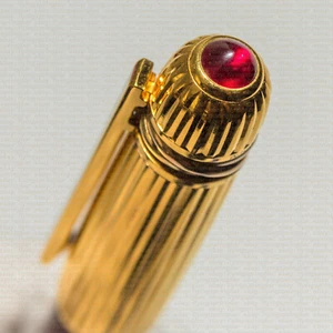 Louis Cartier Pasha Trinity Gold Burgundy Fountain Pen 18K M Nib-Exc. Condition - Picture 1 of 16
