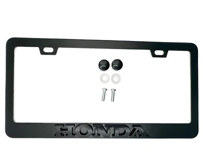 BLACK Emblem License Plate Frame Logo Stainless Steel Logo Emblem for HONDA - Image 1 of 2