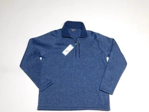NWT EDDIE BAUER Men’s 1/4 Zip Pullover knit Sweater Size Large Blue - Picture 1 of 12