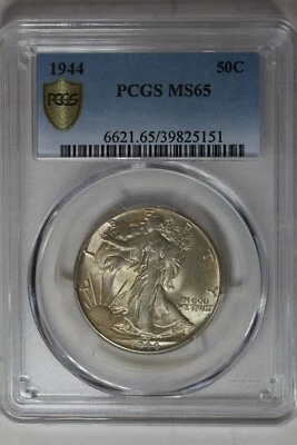 1944  .50  PCGS  MS65     Walking Liberty,  Lady Liberty Half - Image 1 of 2