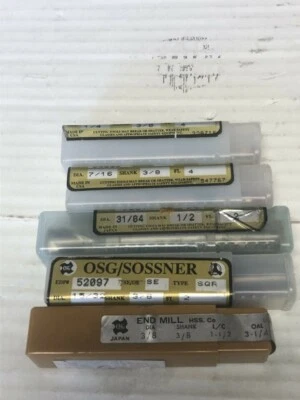 NEW COBALT END MILLS OSG 5 PIECE ASSORTMENT OLD STOCK - Image 1 of 4