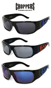 Retro Choppers Motocicleta Motociclista Montar Envolvente Gafas de Sol Picadoras Llama Logo UV400 - Imagen 1 de 12