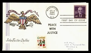 DR WHO 1960 FDC JOHN FOSTER DULLES HAND COLORED MAUL CACHET m29001 - Picture 1 of 2