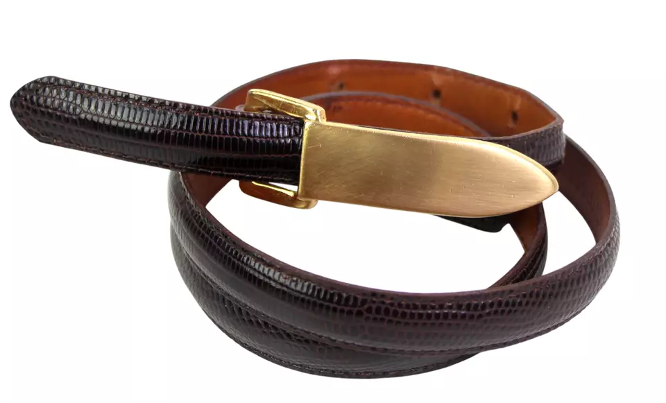 GUESS BROWN REAL LEATHER SNAKE PPRINT 5/8"Wd SKINNY CASUAL WOMEN'S BELT Sz M(83T - Image 1 of 4