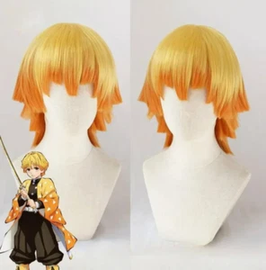 Anime kemetsu no yaiba Cosplay Wig highlights Hair wig,Zenitsu Agatsuma我妻善逸