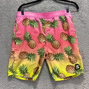Neff Men's Sz Extra Large Pineapple Pink Yellow Board Shorts Elastic Waist