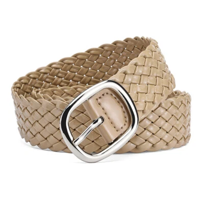 Cinturón de cintura de paja tejido trenzado ancho para damas y mujeres Cinturones con hebilla de aleación* Foto 1 de 4