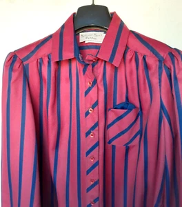 SCHRADER SPORT Shirt Dress Women Sz 10P Red Blue Stripe Vintage Made USA NWT - Picture 1 of 7