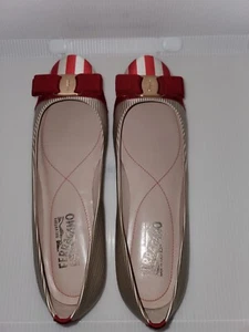 NEW Salvatore Ferragamo Varina Red and Beige Flats| US Size 10.5 - Picture 1 of 10