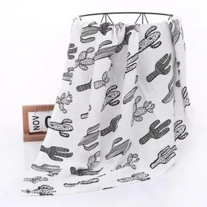 100% Cotton Baby Muslin Swaddle Blanket - Boho Nursery Decor - CACTUS - NWT - Picture 1 of 1