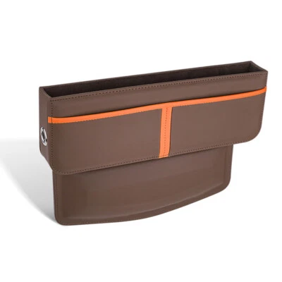 Storage Box Car Seat Organizer Phone Holder Gap Filler Pocket Leather Bag Brown - Image 1 of 4
