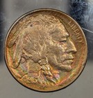 New Listing1913-D Buffalo Nickel. Type 1. Rainbow Toned Beauty! Au Condition. Denver Mint