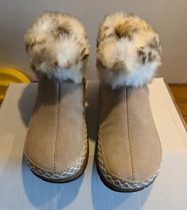 Earth Origins Emmalyn Suede Ankle Boots UK 5 Beige Zip Faux Fur Lined womens New - Picture 1 of 8