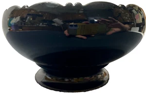 Indiana Glass VTG Footed Scalloped Rim Black Amethyst Candy Dish - Picture 1 of 4