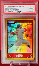 2007 ALBERT PUJOLS BOWMAN CHROME *GOLD REFRACTOR /50* POP=4 SP #175 CARDINALS