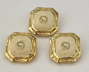 3- St John Replacement Buttons Square Ivory Enamel Gold Metal Logo Single Shank - Picture 1 of 2