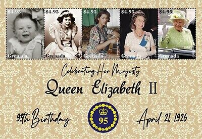 Grenada 2021 - Queen Elizabeth II, 95th Birthday - Sheet Of 5v - MNH • 12.84£