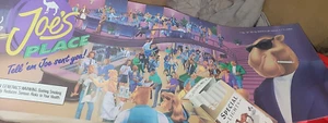 Insegna Pubblicitaria Vinile Vintage 1994 JOE CAMEL Sigarette Circa 48 x 18 Scena Bar - Foto 1 di 5