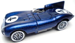 1998 HOT WHEELS JAGUAR D-TYPE #4 BLUE 1:64 DIECAST 2 3/4" RACE CAR WITH WHITE - Picture 1 of 6