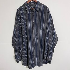 Beverly Hills Polo Club Mens Shirt Size 2XLt Blue Striped Long Sleeve Button Up
