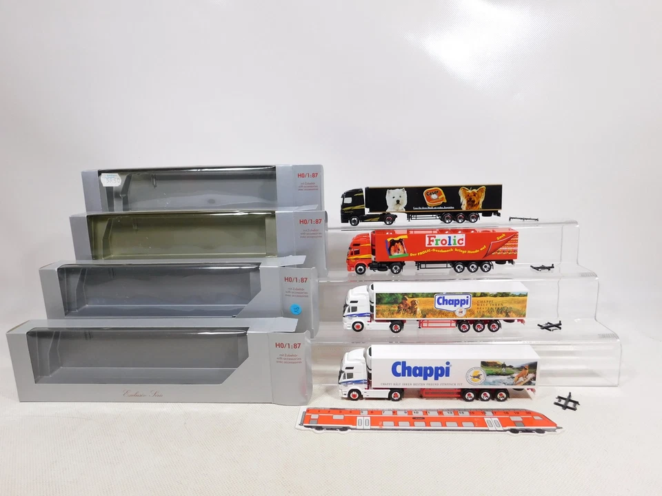 Herpa Exclusiv 1:87 H0 4X Sattelzug MB Chappi Cesar Frolic SG/MINT+BOX #EI55-1 - Immagine 1 di 4