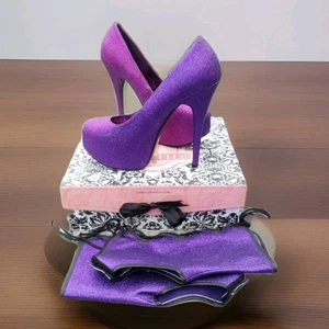 Neu im Karton Bordello Collection lila Glitzer ombre glitzernde Pumps 5,75" Absatz Plateau 8 - Bild 1 von 15