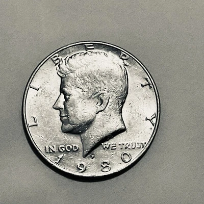 1980 P Kennedy Half Dollar Filled In Mint Mark Error Coin  - Image 1 of 2