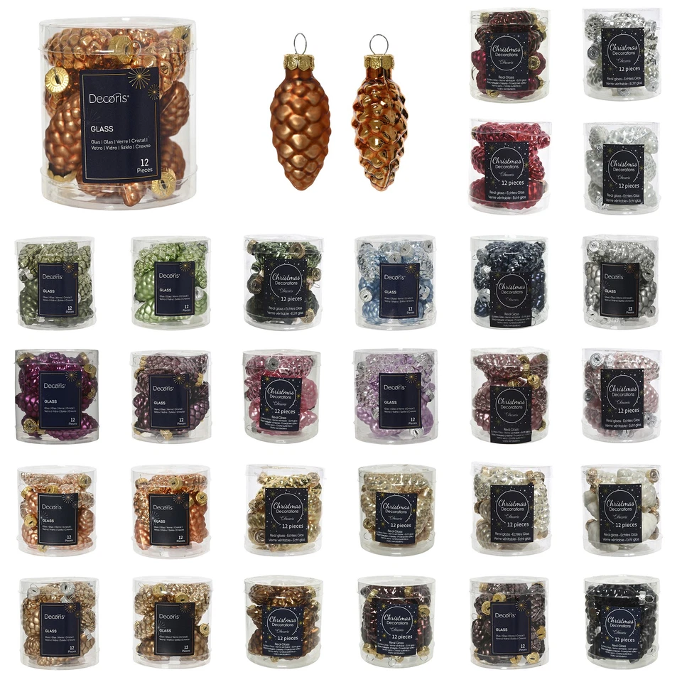 12 Glas ZAPFEN 6cm Christbaumschmuck Weihnachtskugeln Christbaumkugeln einfarbig - Bild 1 von 1