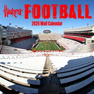 Calendario de pared de fútbol americano Nebraska Cornhusker 2026 Foto 1 de 2