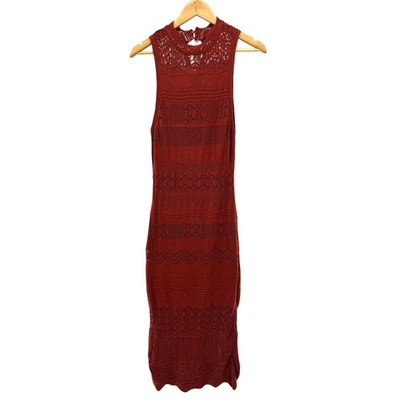 Maxi Vestido Anthropologie Tejido Abierto Marrón Óxido Para Mujer M Boho Hippie Años 70 Crochet Foto 1 de 4