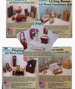 5 Greenleaf Puppenhaus Miniatur Holz Möbel Set - Konvolut Vintage Neu - Bild 1 von 6