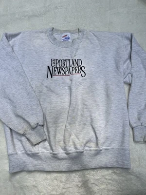 Vintage 90s Embroidered Maine Portland Newspapers Sweatshirt L Read Description - Image 1 of 4